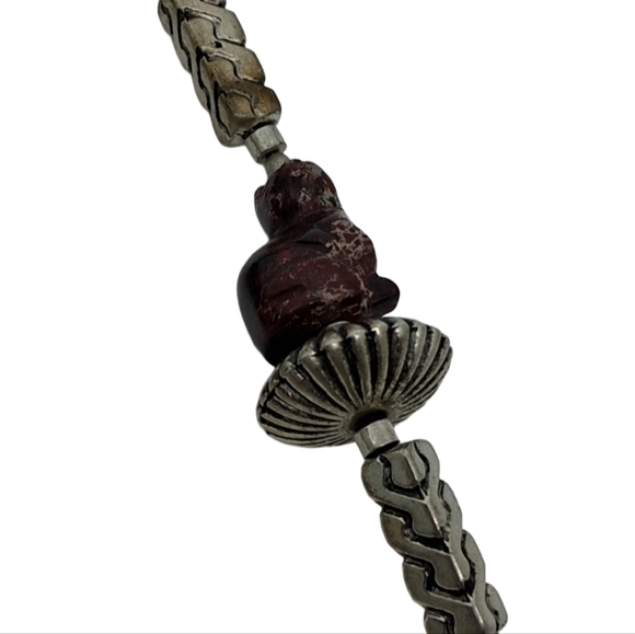 Vintage Jasper Cat Jewelry Set- Bold 80s Statement Necklace + Earrings - Picture 5 of 13